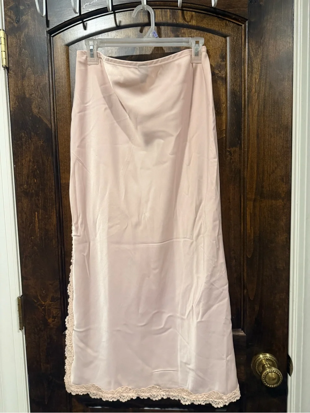 wild fable Pale Pink Lace-Trim Midi Skirt